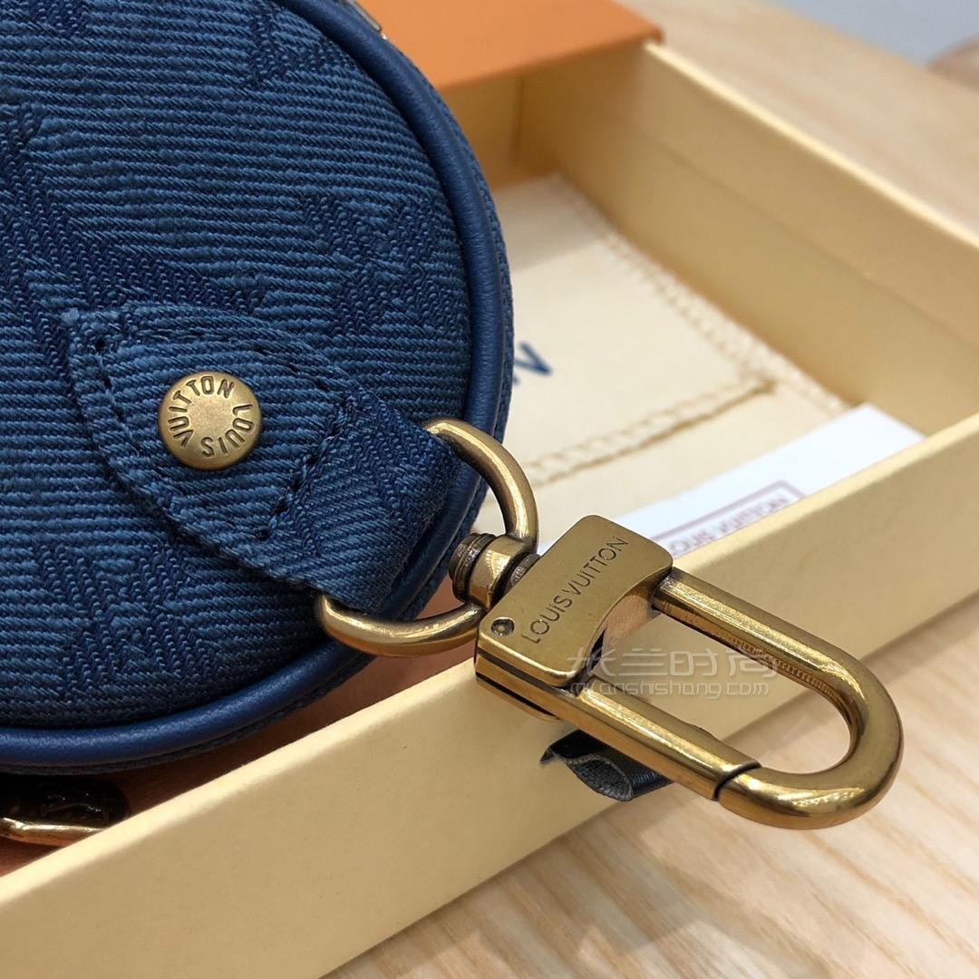 lv路易威登圆形拉链小钱包 男女多功能零钱包挂件牛仔 帆布 钥匙包 零