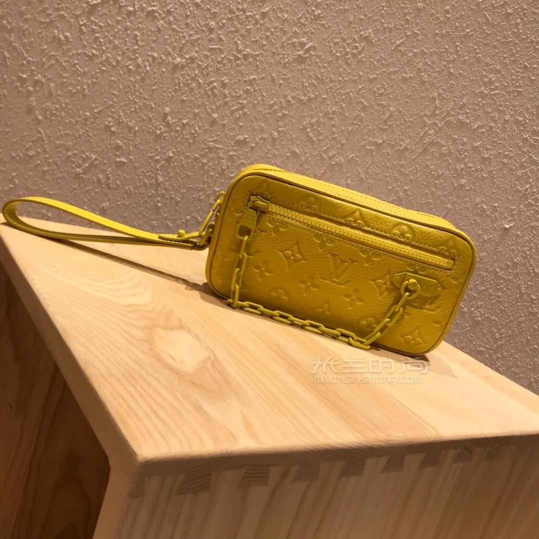 lv路易威登 19ss秀款virgil系列黄色牛皮压纹手包m53554 男女通用款