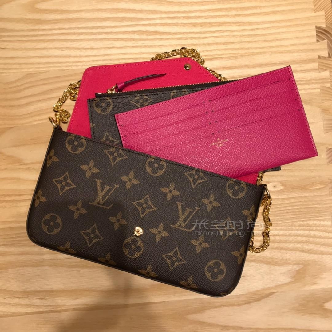 lv路易威登19新款情人节信封包三合一女包单肩包m63999 felicie老花三