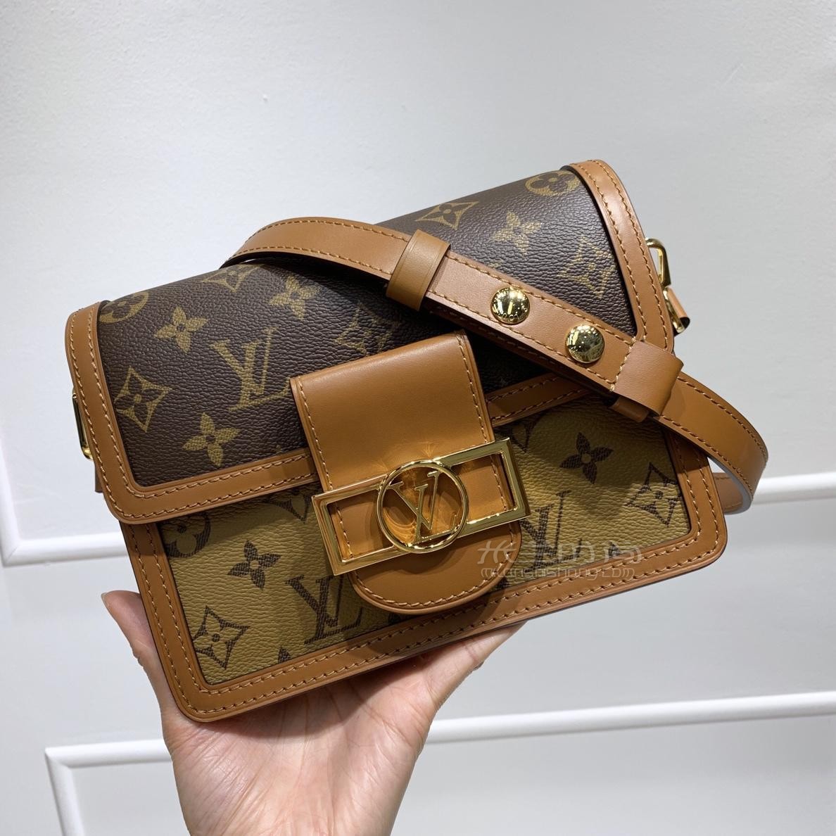 路易威登老花邮差包 lv绝美手袋 dauphine复古邮差包拼色单肩斜挎女包