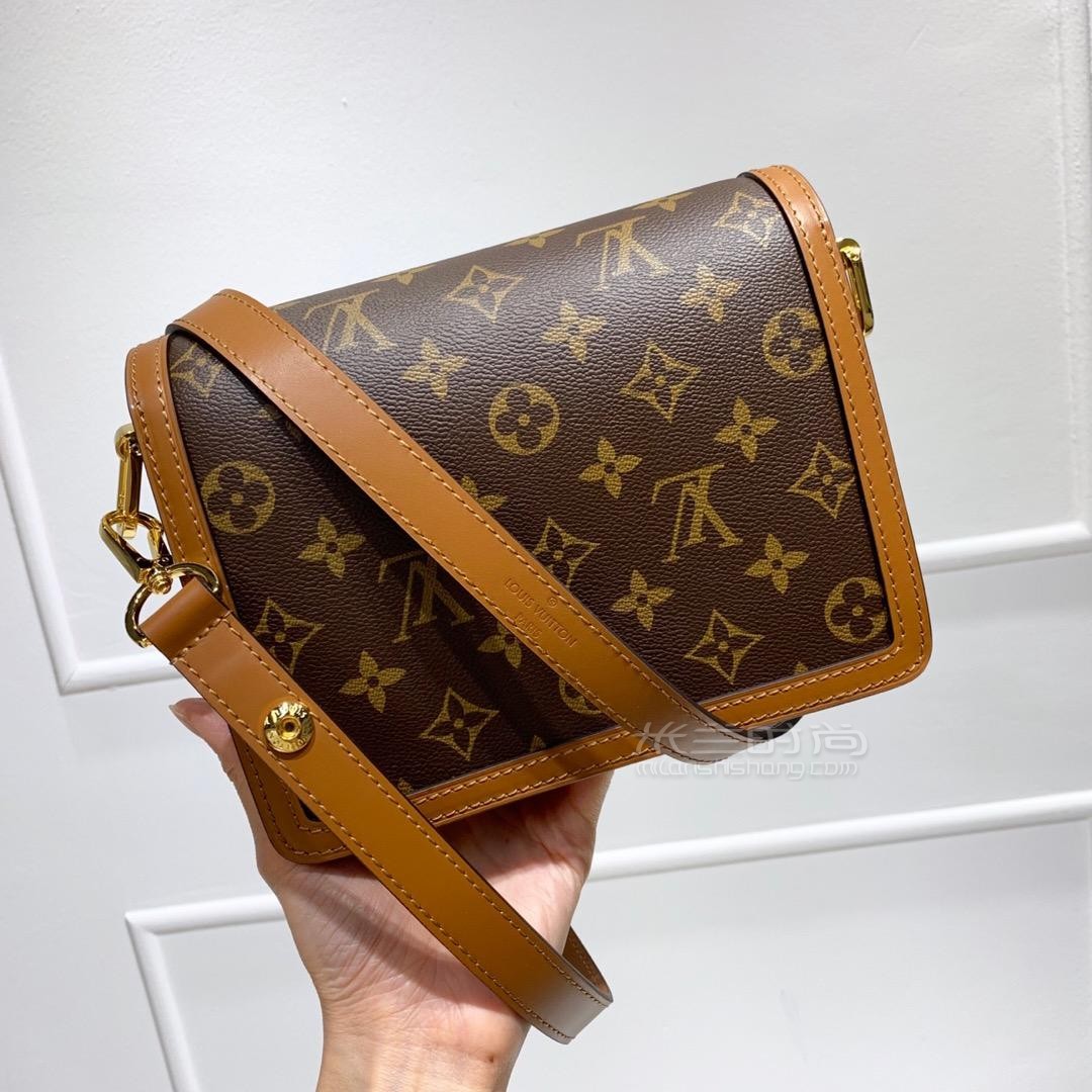 路易威登老花邮差包 lv绝美手袋 dauphine复古邮差包拼色单肩斜挎女包