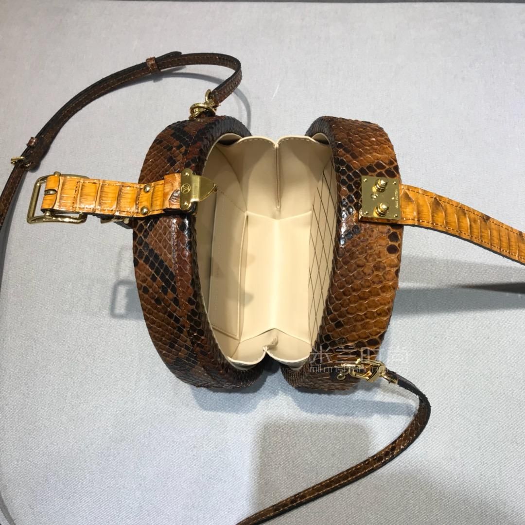 lv圆饼帽箱包boite chapeau路易威登硬饼圆饼包 chapeau 棕色渐变蟒蛇