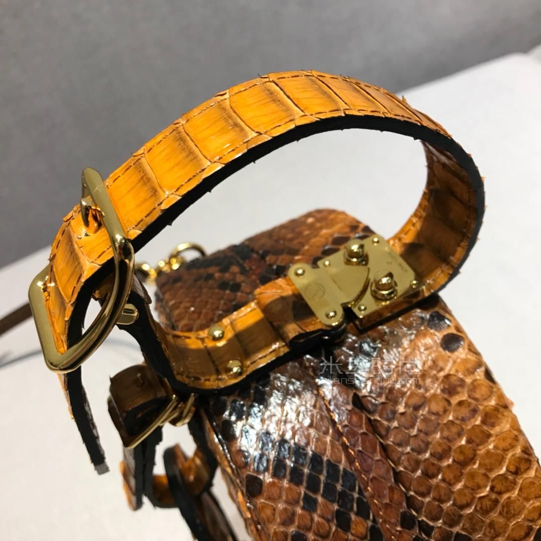 lv圆饼帽箱包boite chapeau路易威登硬饼圆饼包 chapeau 棕色渐变蟒蛇