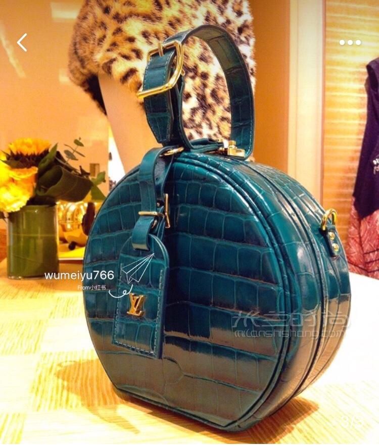 路易威登lv鳄鱼皮纹手提包斜挎包硬饼圆饼包 chapeau手提斜挎包帽箱包