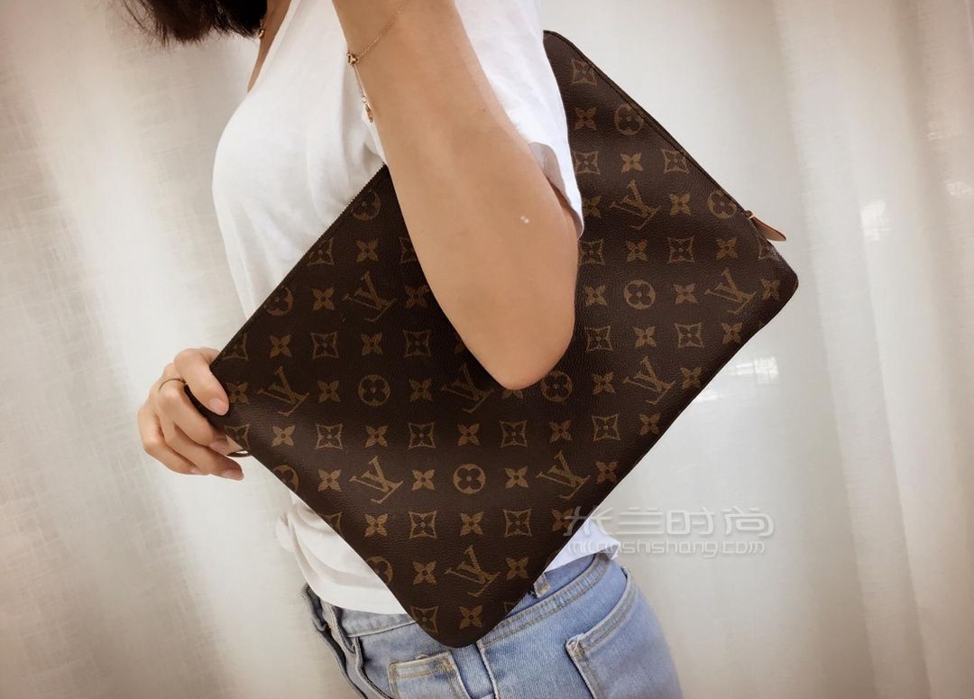 lv路易威登pochetejour经典老花手拿包文件袋女正奢侈品