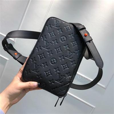 lvvuitton水波纹老花拼接邮差包秀款相机包danubeslim蓝黄男士邮差包