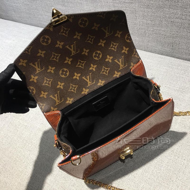 lv路易威登metis水波纹漆皮橘红锁扣链条女包邮差包m54991