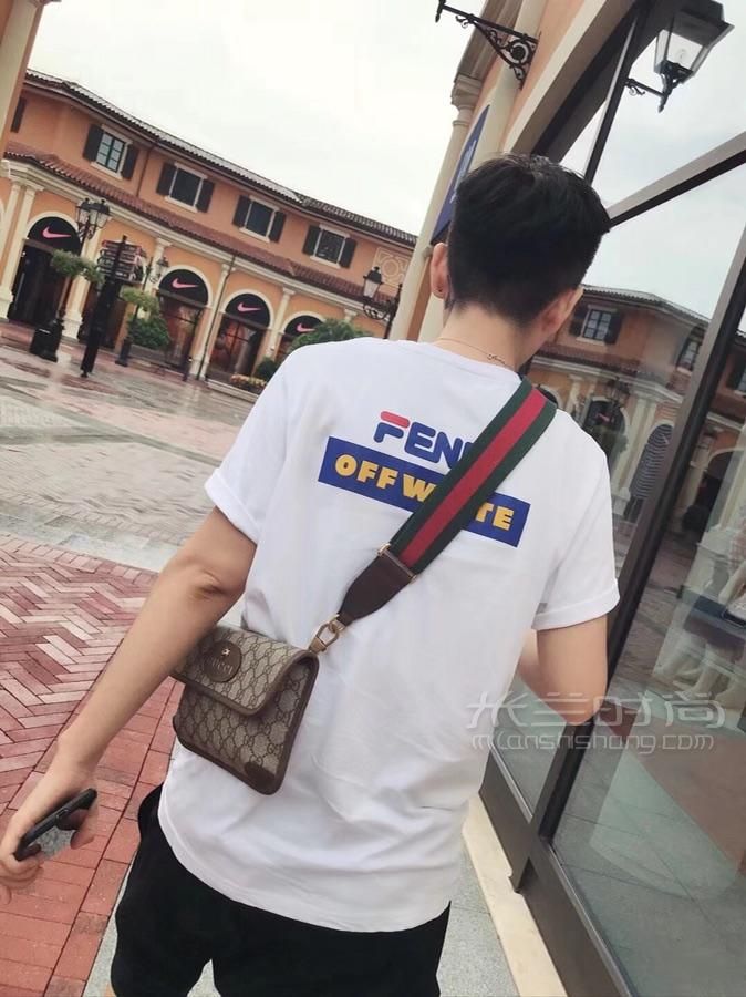 gucci古奇胸包男女斜背虎头扣双g帆布印花腰包女同款代购489617