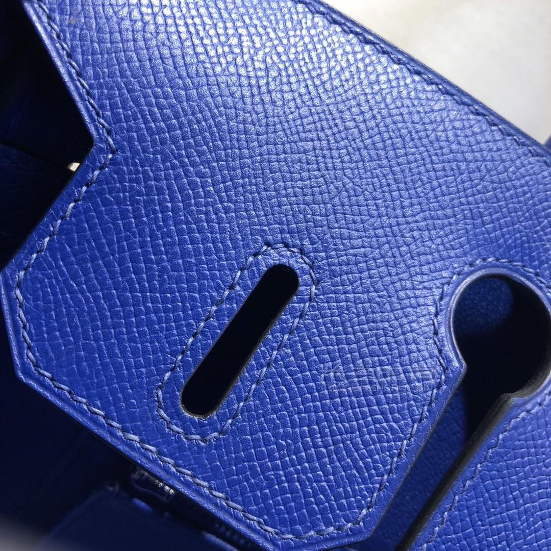 hermes爱马仕铂金包birkin 30cm epsom t7 blue htdra 电光蓝 银扣