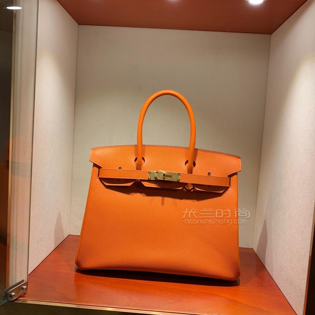 爱马仕hermes铂金包30birkin eposm橙色 金扣 手缝蜡线 装的东西越多