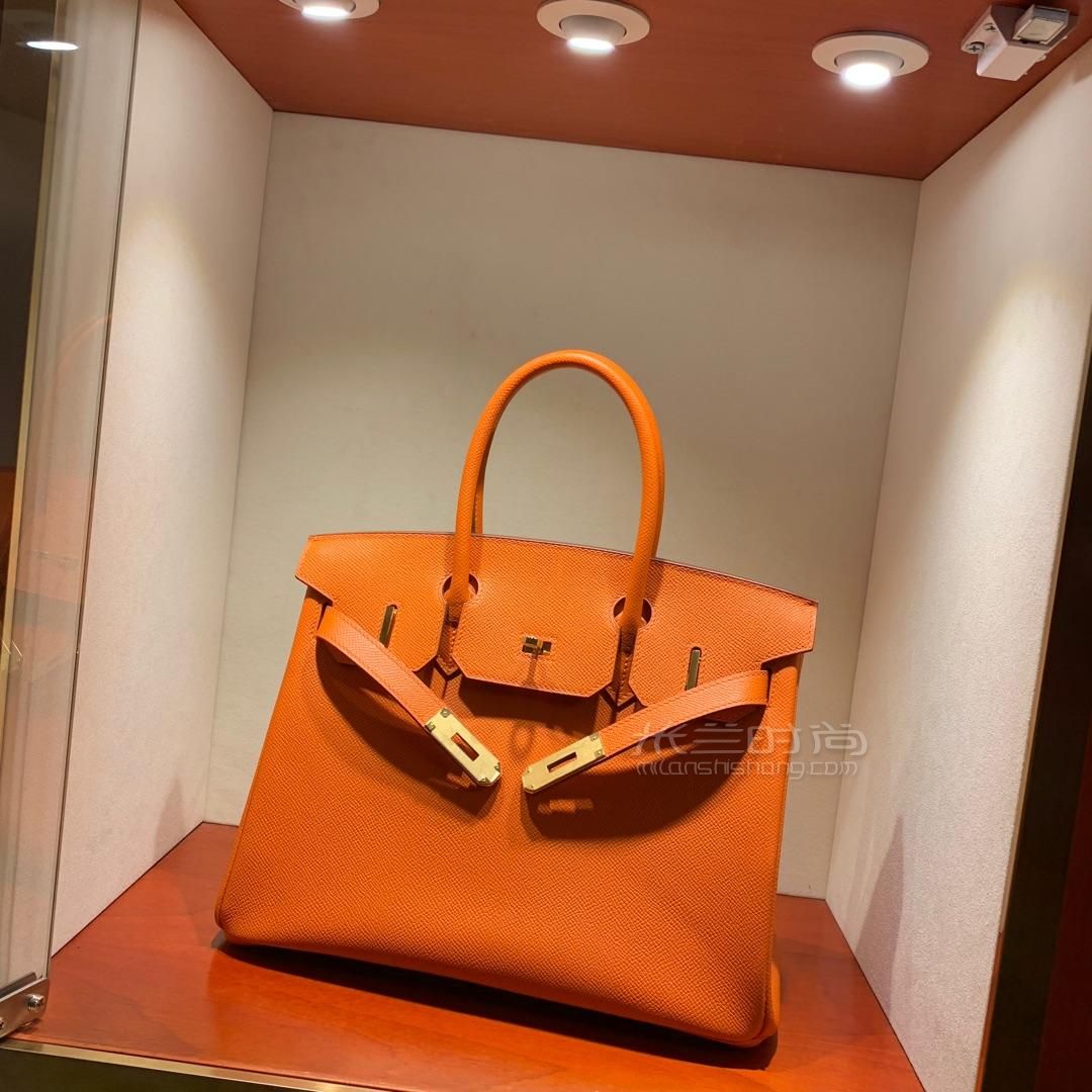 爱马仕hermes铂金包30birkin eposm橙色 金扣 手缝蜡线 装的东西越多