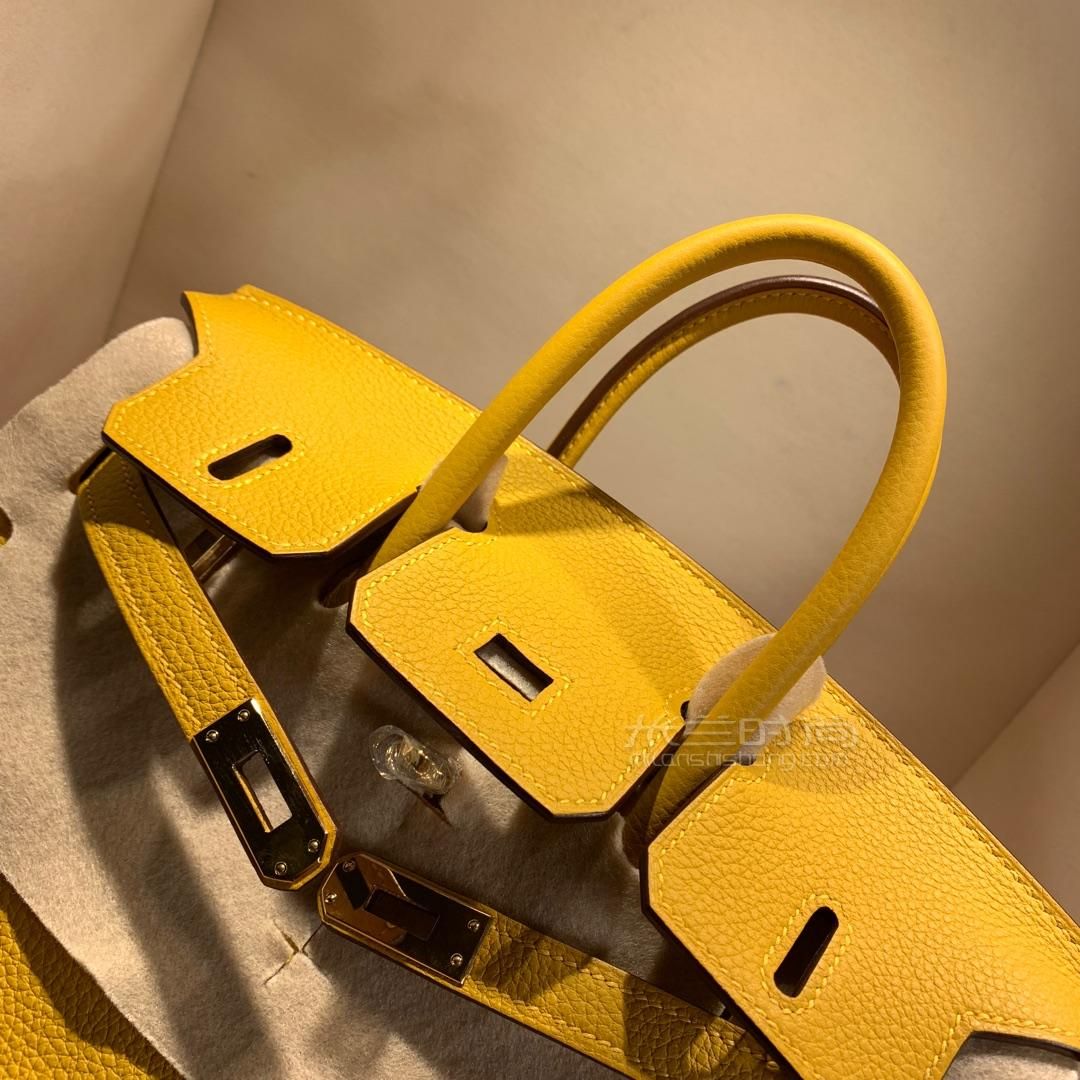 爱马仕铂金包hermes birkin 25cm togo琥珀黄18年早春 黄色的逆袭之路