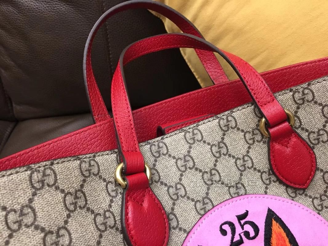 gucci古奇 印纹刺绣28小狗包单肩手提女包473887pvc中号女士购物袋