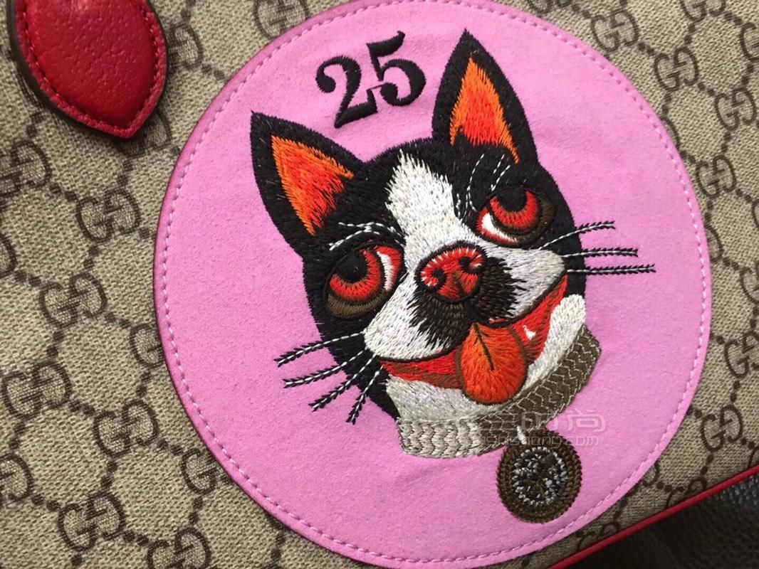 gucci古奇 印纹刺绣28小狗包单肩手提女包473887pvc中号女士购物袋