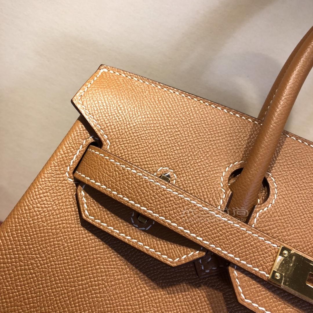 hermes爱马仕铂金包birkin30cmepsom37gold金棕顶级工艺全手工蜡线