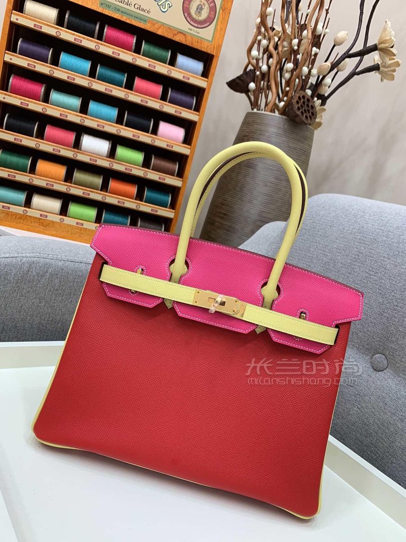 hermes爱马仕铂金包birkin 30cm 拼色 夏季的必备款 epsom q5国62171