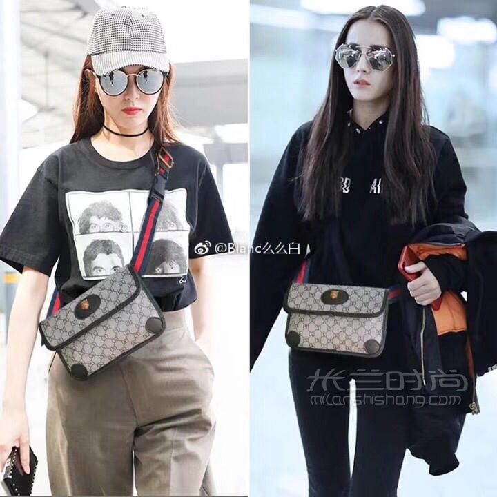 gucci古奇2019女士虎头时尚潮流帆布493930盖头胸包彩色编织肩带腰包