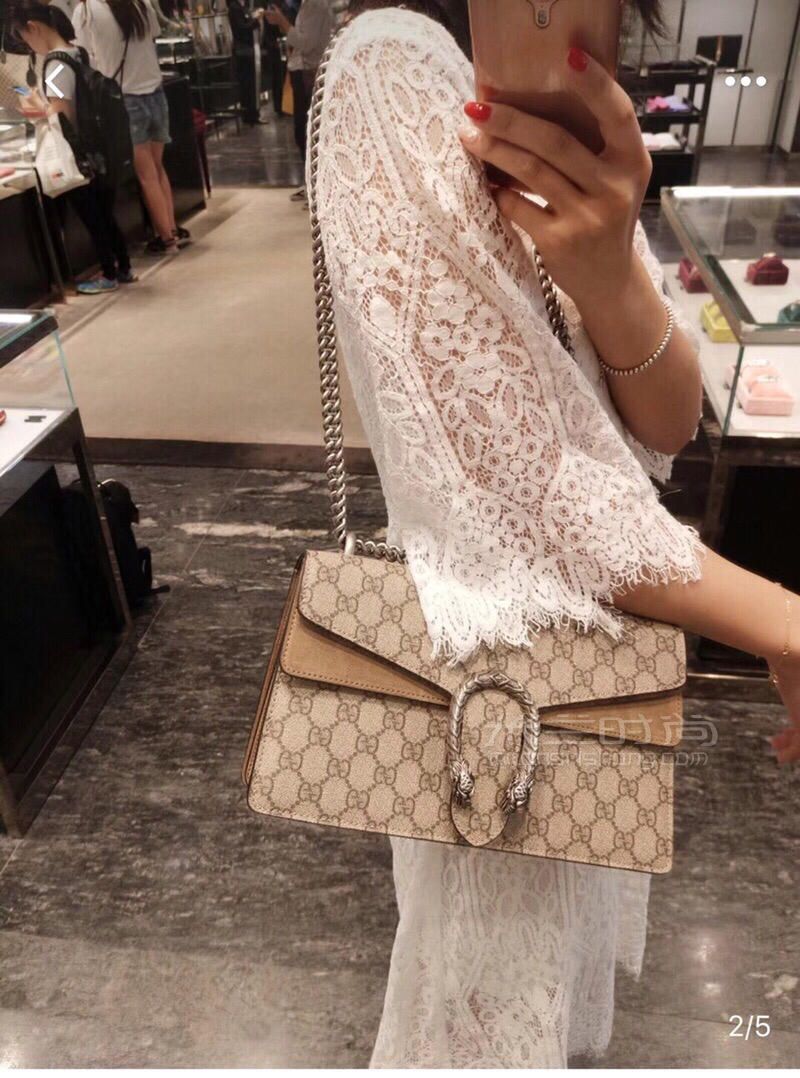 gucci古奇dionysus酒神包400249经典女士链条斜挎单肩包卡其色麂皮