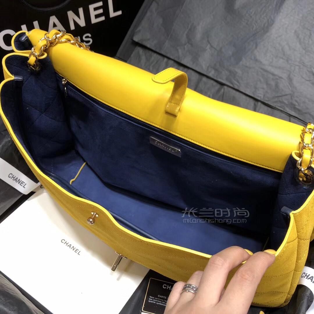 chanelpharrellwilliams香奈儿菲董联名款cf大号斜挎包柠檬黄