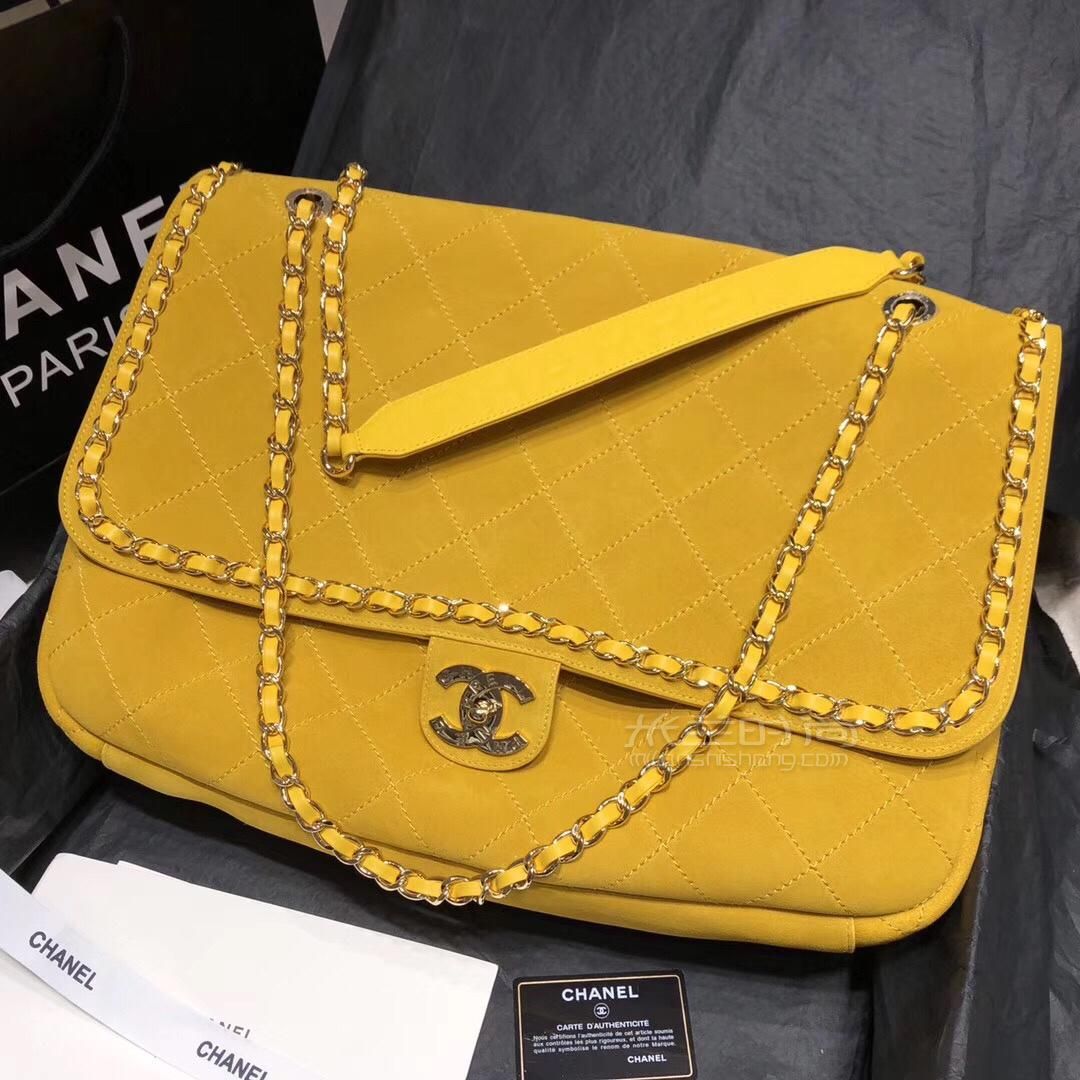 chanelpharrellwilliams香奈儿菲董联名款cf大号斜挎包柠檬黄