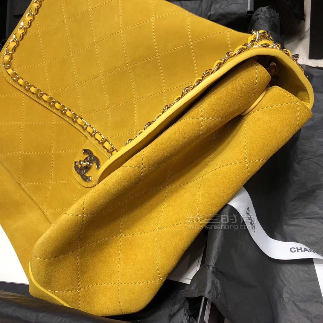 chanelpharrellwilliams香奈儿菲董联名款cf大号斜挎包柠檬黄