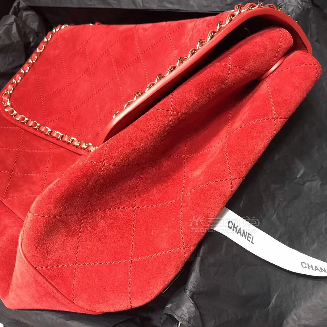 chanelpharrellwilliams香奈儿菲董联名限量款cf大号斜挎包红色