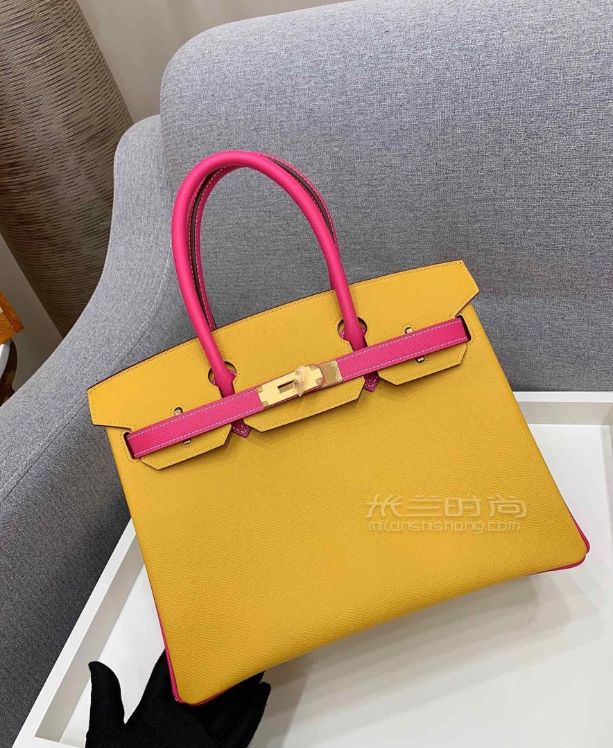 hermes爱马仕铂金包birkin 30cm 拼色9d琥珀黄 夏季的必备款[机智]