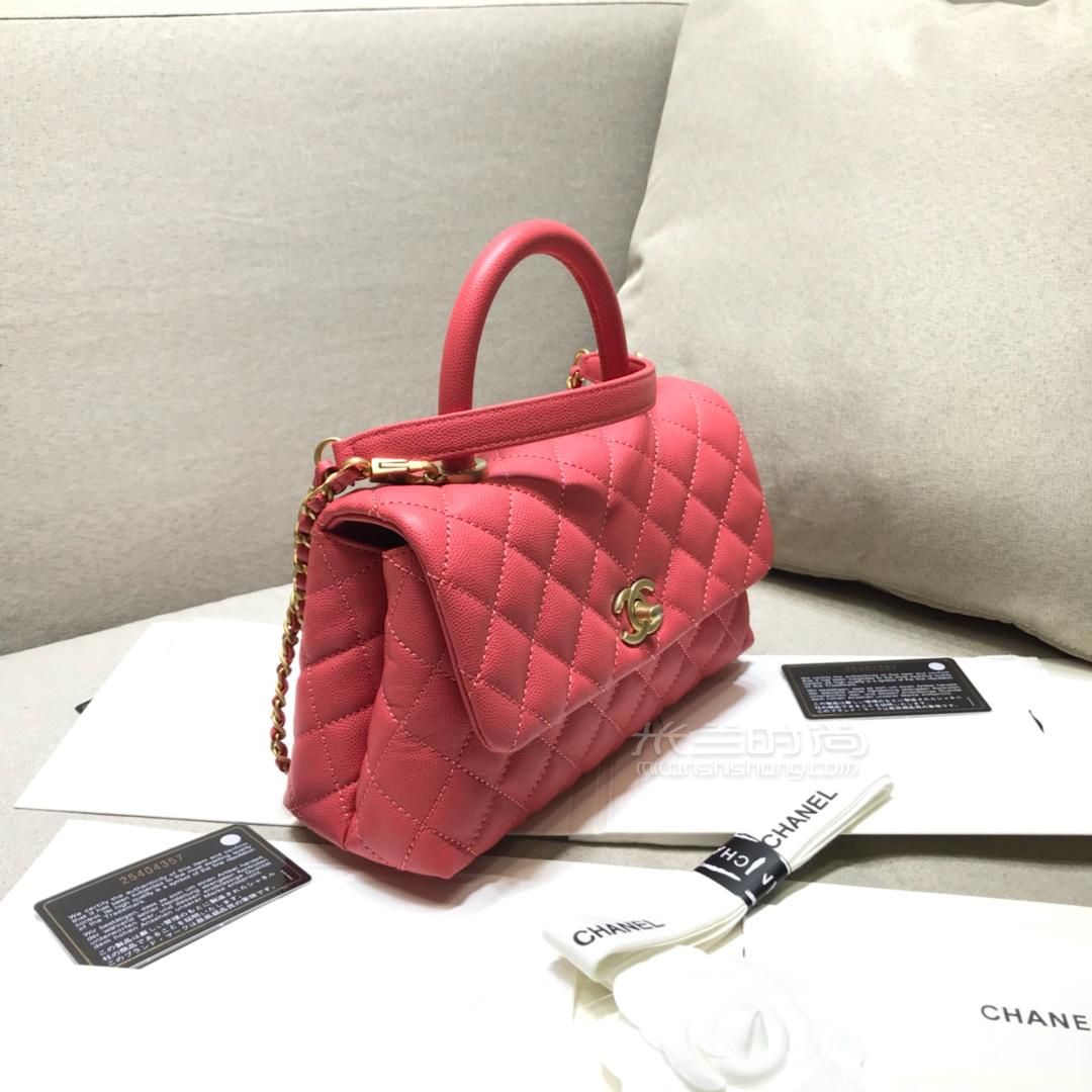 chanel香奈儿cocohandle23mini小号中号28女包胭脂红细粒鱼子酱单肩