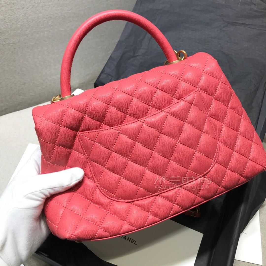 chanel香奈儿cocohandle23mini小号中号28女包胭脂红细粒鱼子酱单肩