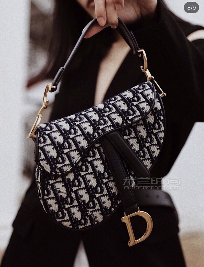 diorobliquesaddlebag马鞍包黑色迪奥老花马鞍包大号