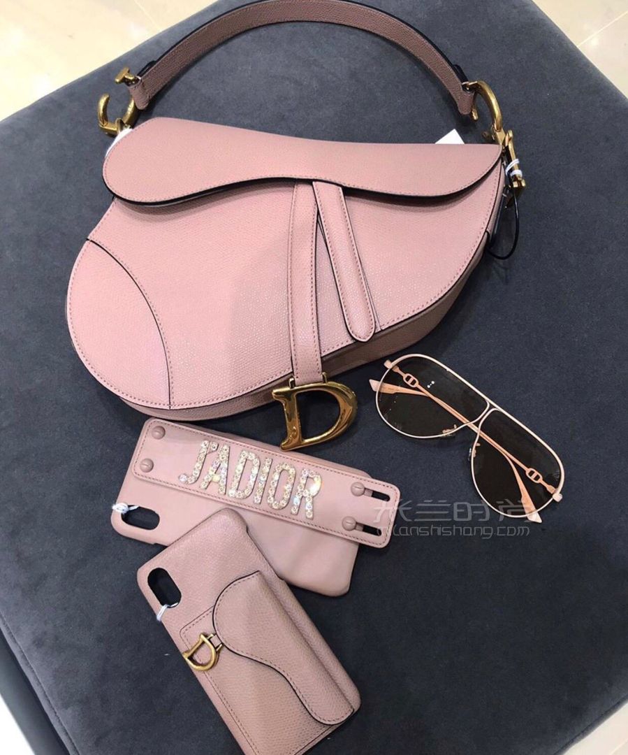 diorsaddlebag迪奥马鞍包豆沙粉色手掌纹牛皮手提包新款复古大小号