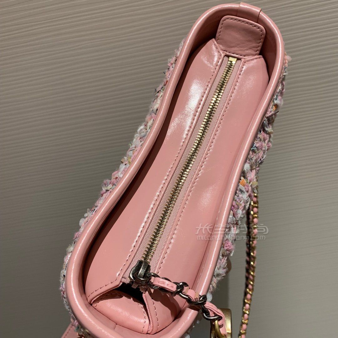 chanel香奈儿流浪包花呢编织2019新款毛呢单肩包小号gabrielle链条