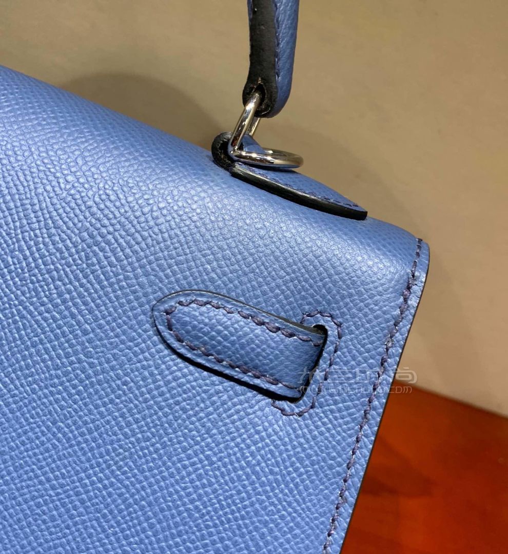 爱马仕凯莉包hermes kelly 25cm epsom r2 blue agate