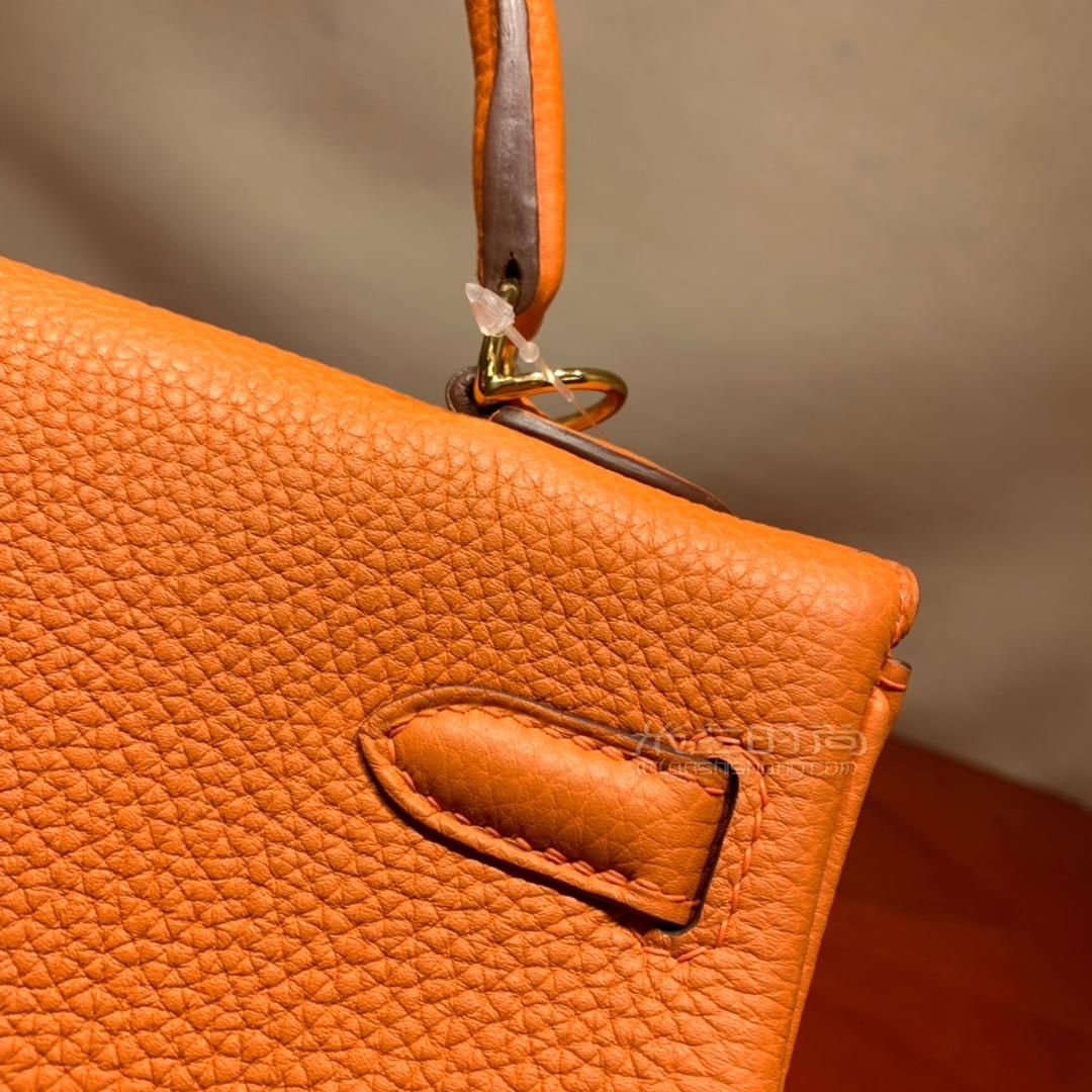 hermes爱马仕凯莉包kelly 25cm togo 93橙色 金扣 蜡线全手缝