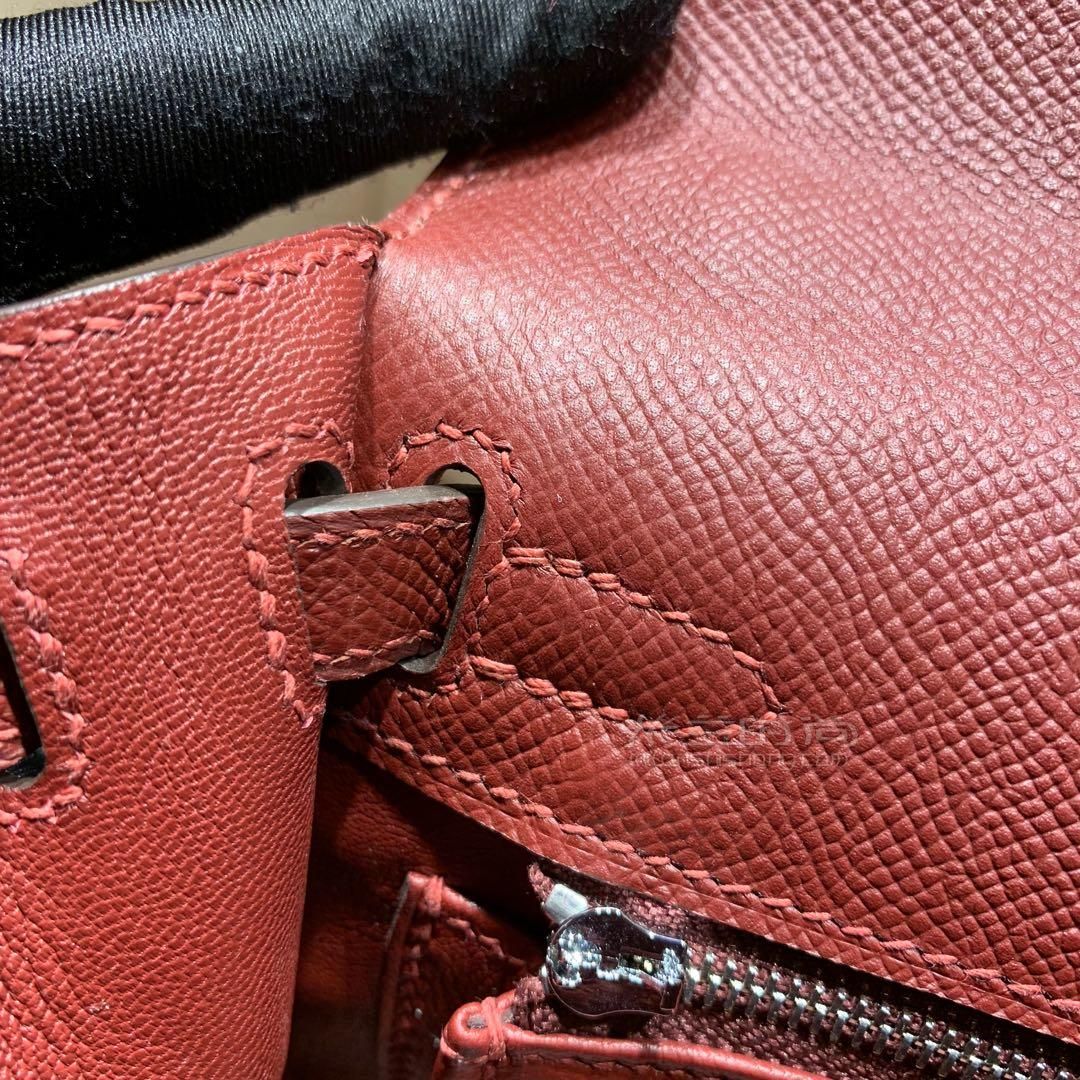 爱马仕凯莉包hermeskelly25cmepsom酒红银扣全手缝蜡线热门款永不过时