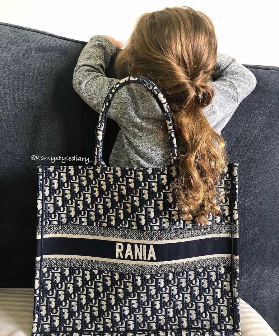 dior book tote迪奥女士托特包 老花帆布条纹印花购物袋单肩包