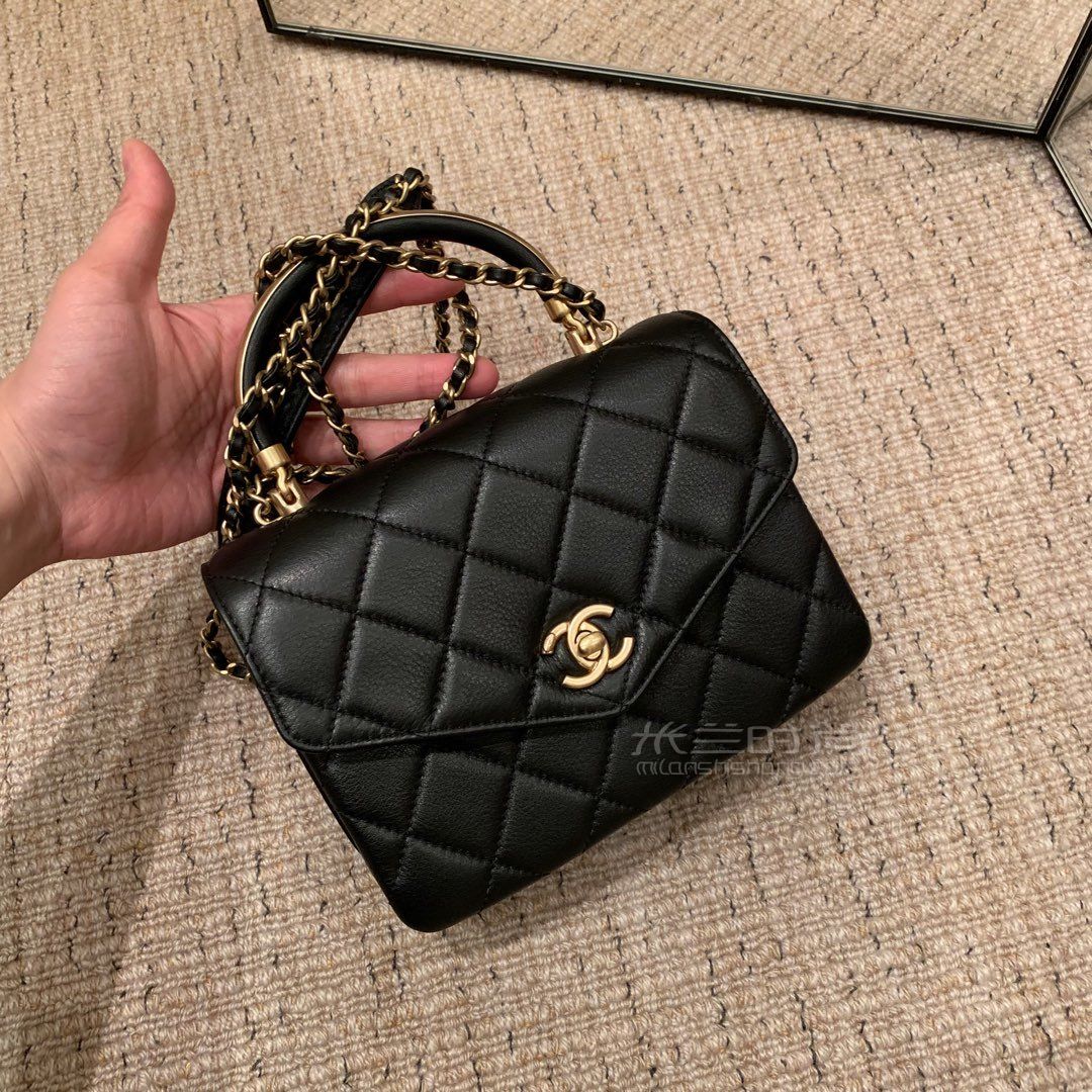 chanel香奈儿小号手提风琴包单肩 三层手提包黑色02