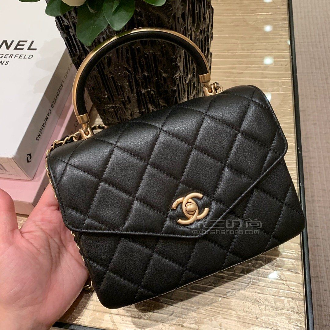 chanel香奈儿小号手提风琴包单肩 三层手提包黑色07
