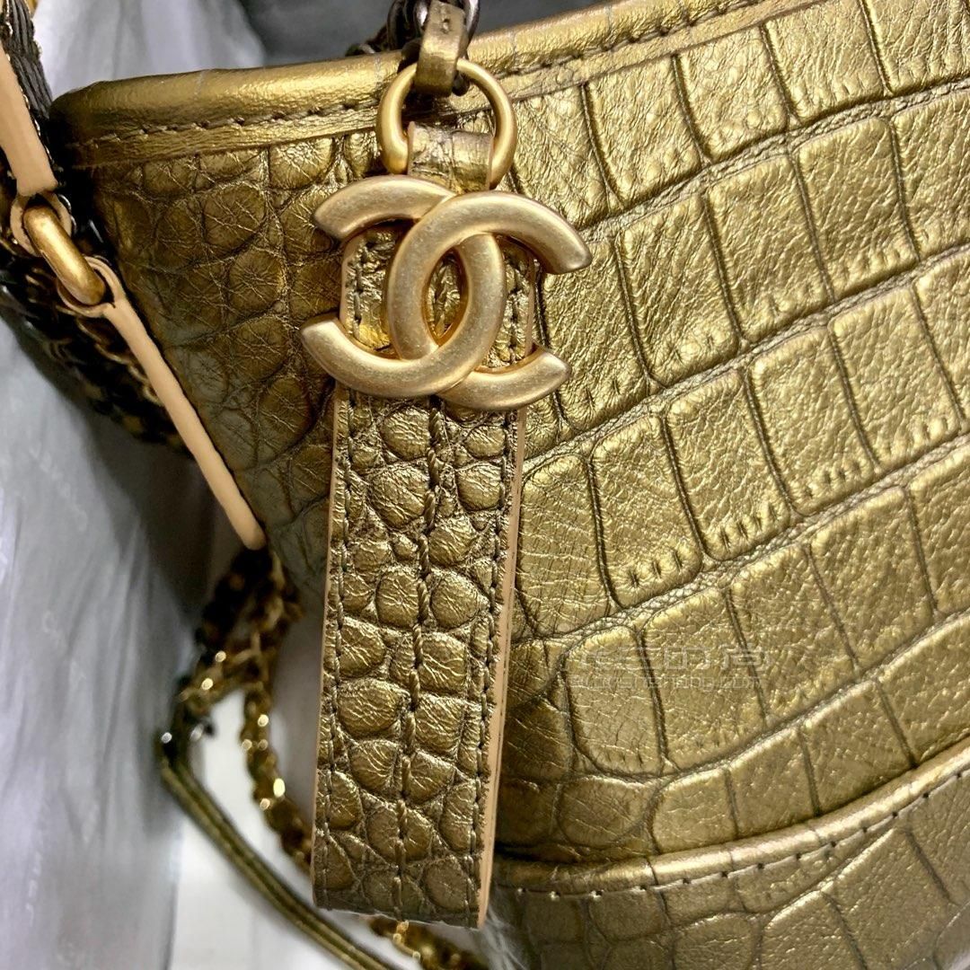 chanel香奈儿2019限定流浪包金色鳄鱼纹牛皮新款gabrielle单肩斜挎