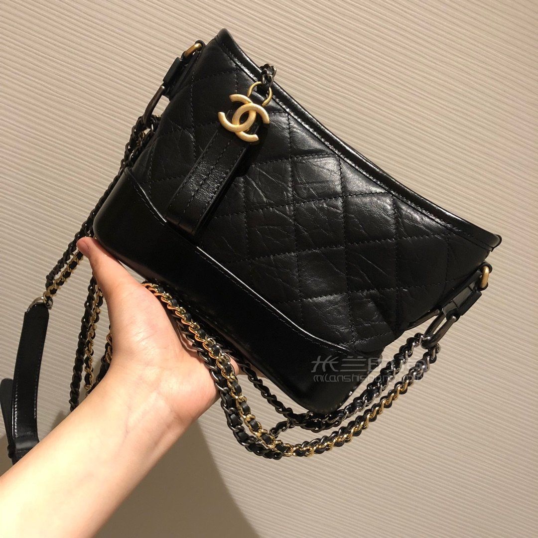 chanel包香奈儿gabrielle流浪包小号黑色单肩斜跨链条包手拿包