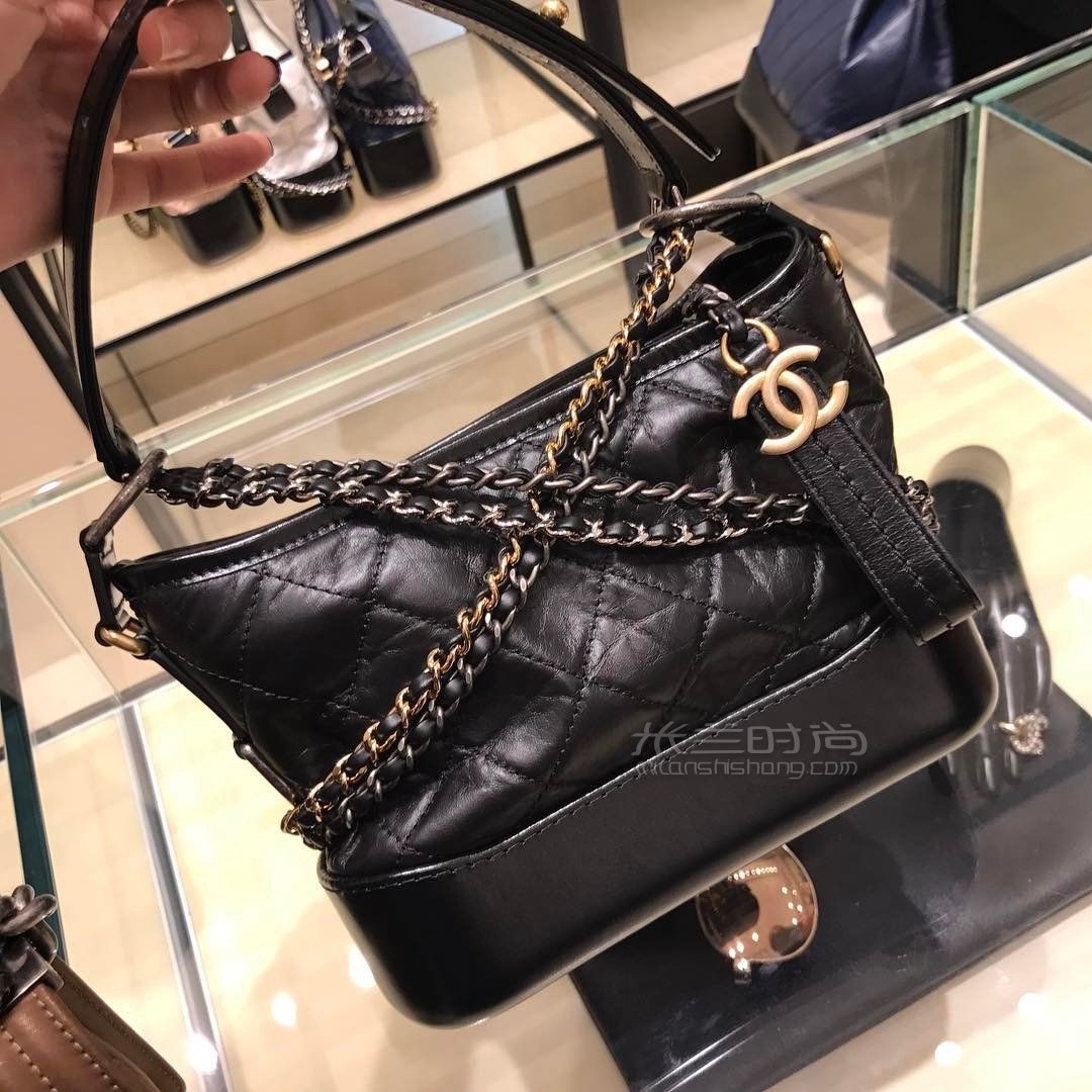 chanel包香奈儿gabrielle流浪包小号黑色单肩斜跨链条包手拿包