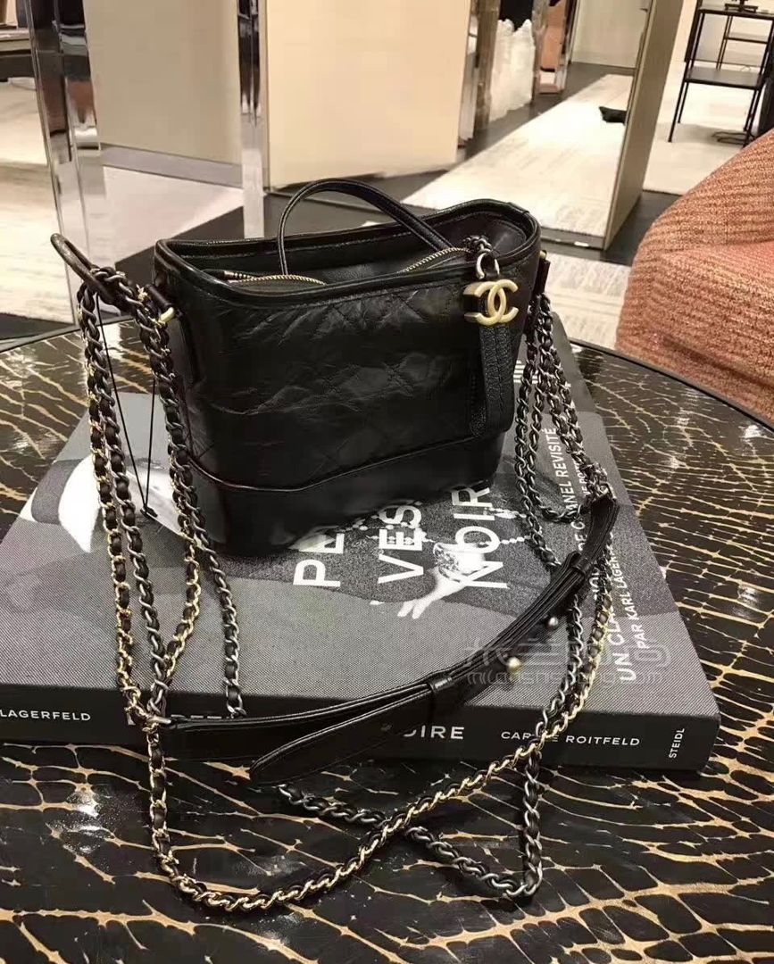 chanel包香奈儿gabrielle流浪包小号黑色单肩斜跨链条包手拿包