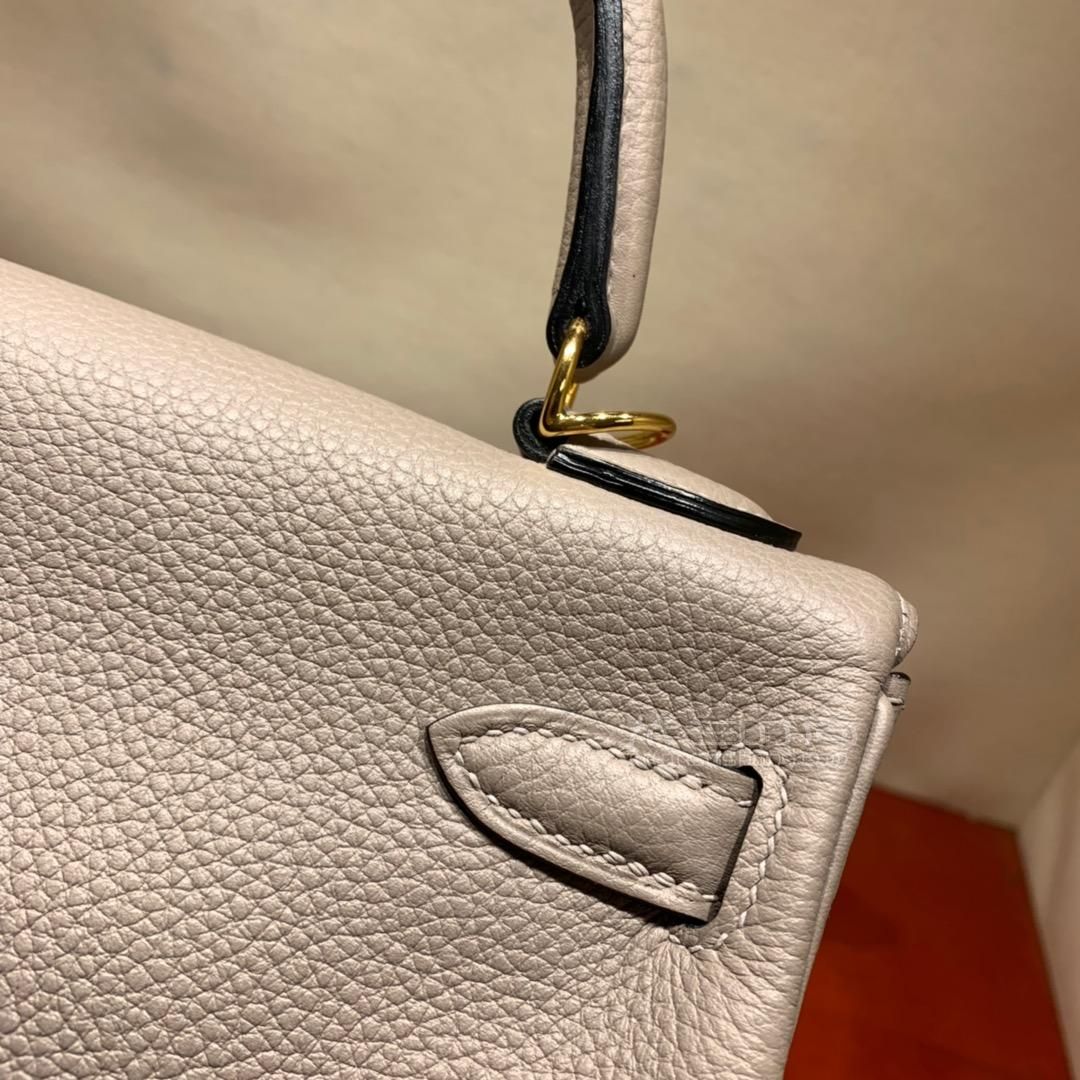 hermes爱马仕凯莉包kelly 25cm togo m8沥青灰 金扣 蜡线全手缝