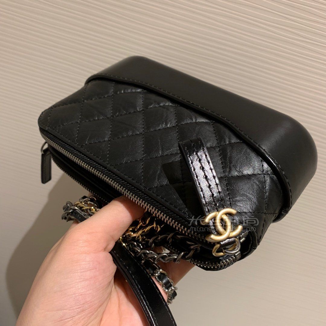 chanel香奈儿 早春mini流浪包菱格gabrielle单肩斜跨包 黑色小号08
