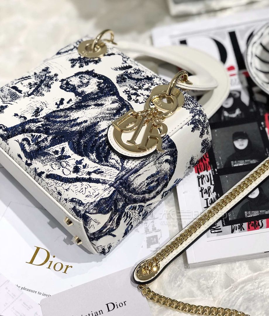 diorlady戴妃包老虎刺绣toiledejouy度假风mini尺寸17cm