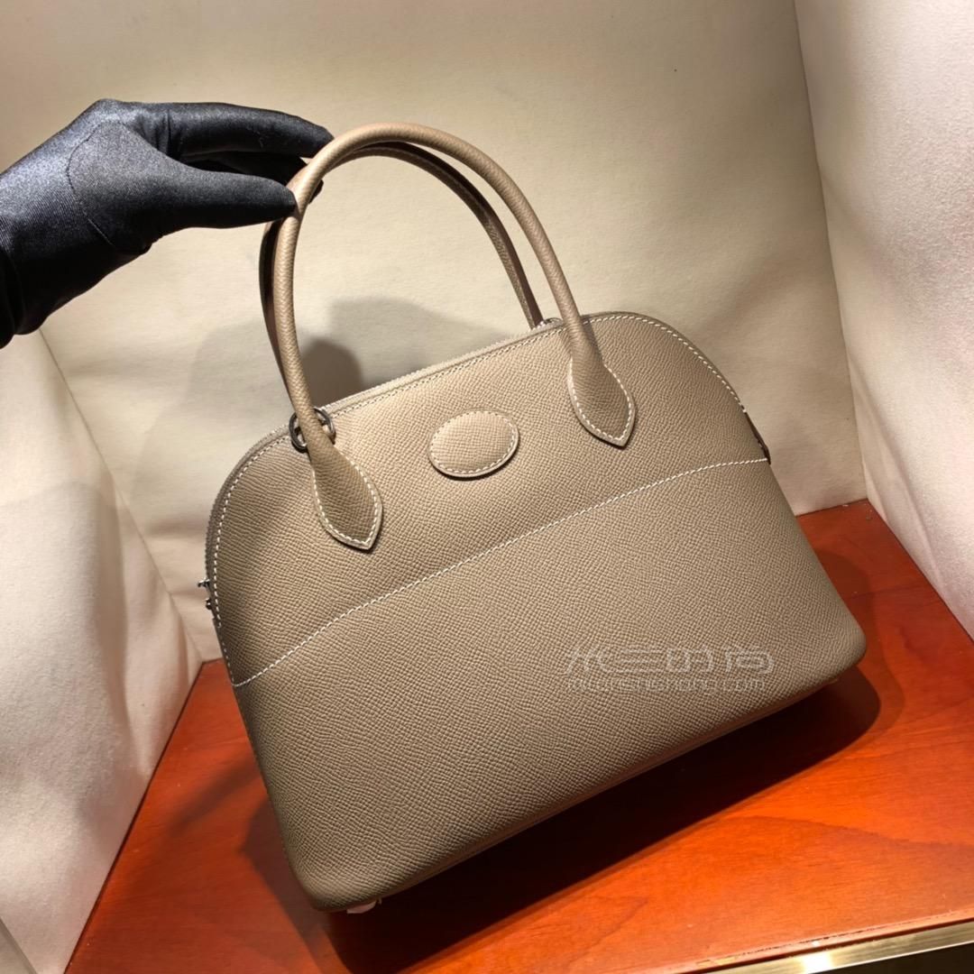 爱马仕bolide 27cm epsom 18大象灰 银扣 蜜蜡线手