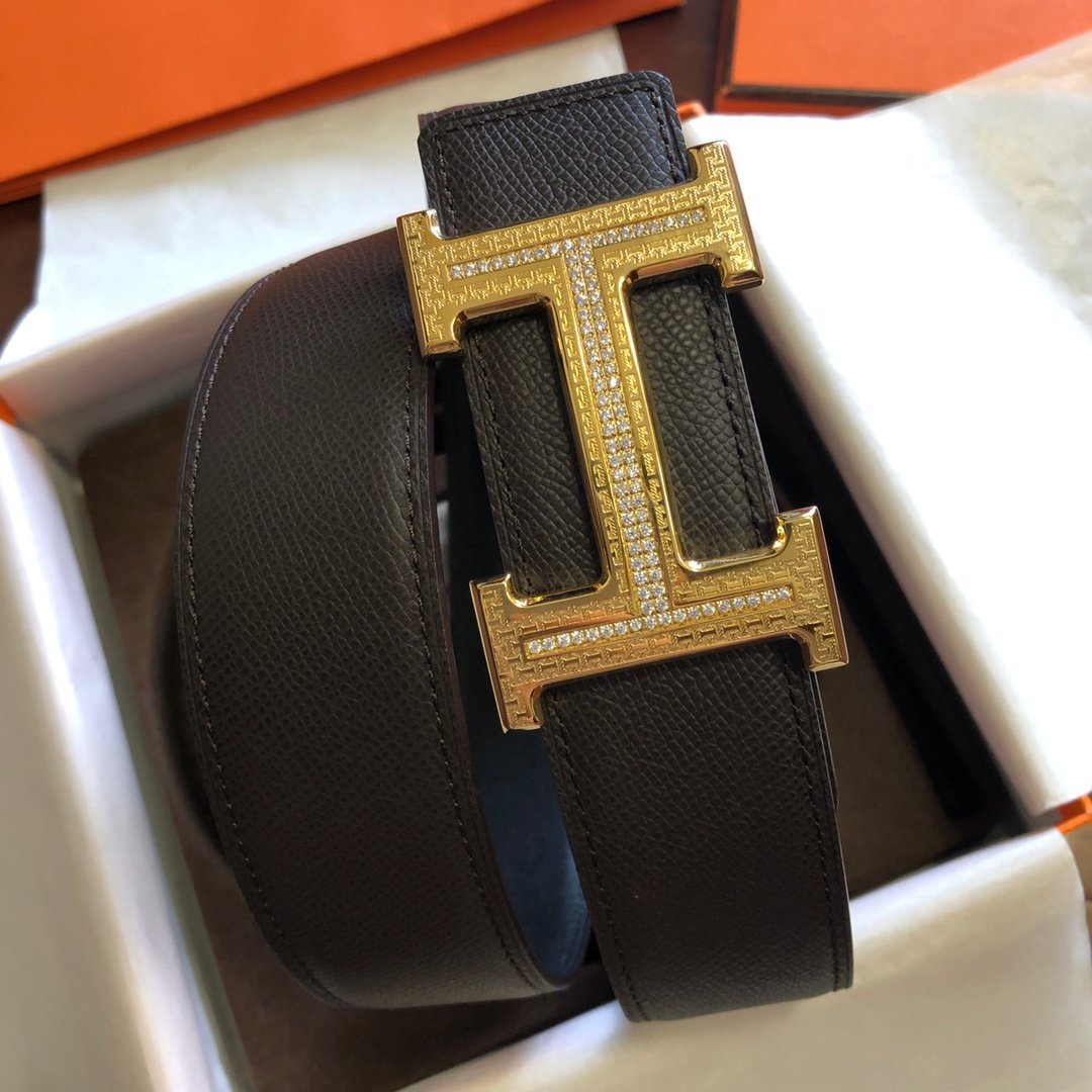 02349_hermes爱马仕精钢镶嵌钻花纹金属扣u0026原版皮手掌纹38毫米