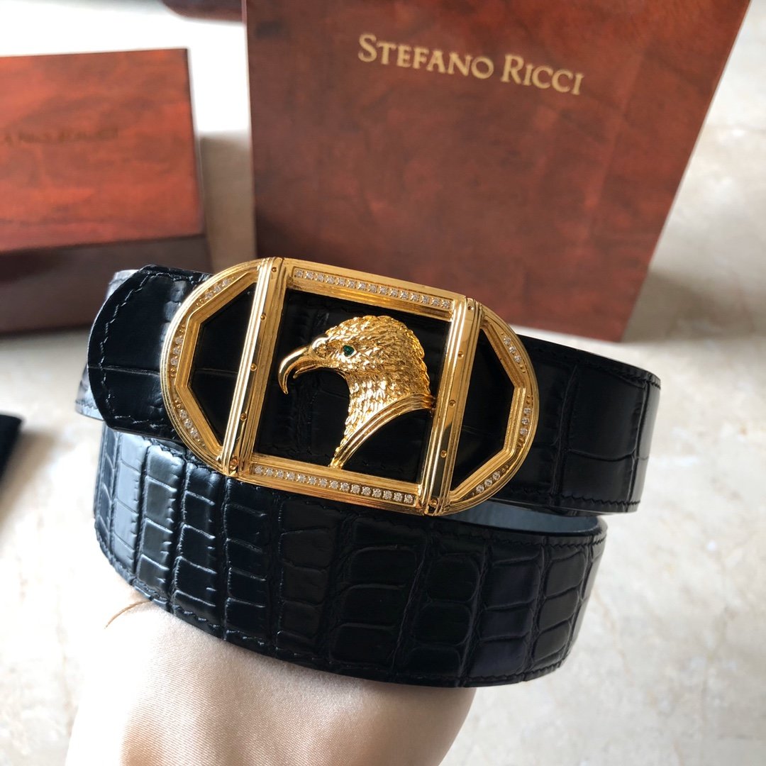 00003_新款stefano ricci史蒂芬劳尼治专柜款精钢鹰头镶嵌钻扣35mm