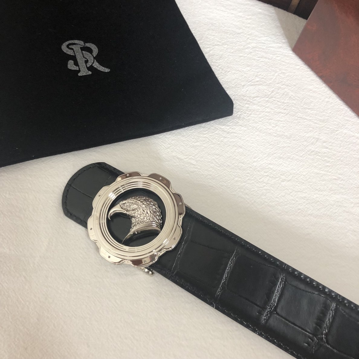 03531_stefano ricci史蒂芬劳尼治专柜款版型精钢鹰头挂扣35mm头层