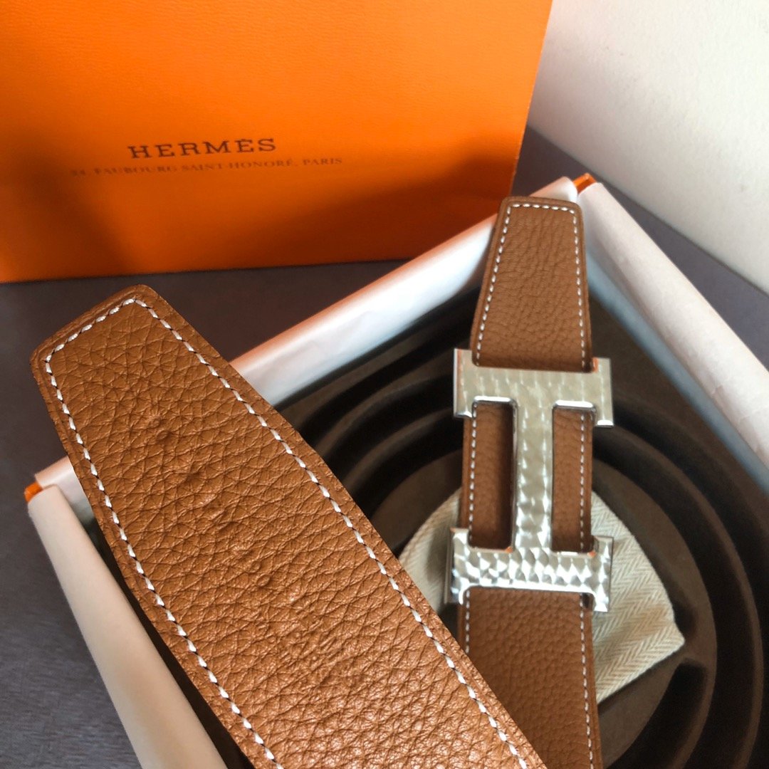 01560_hermes爱马仕男士双面皮腰带38mm采用专柜最新底皮皮质搭配精钢